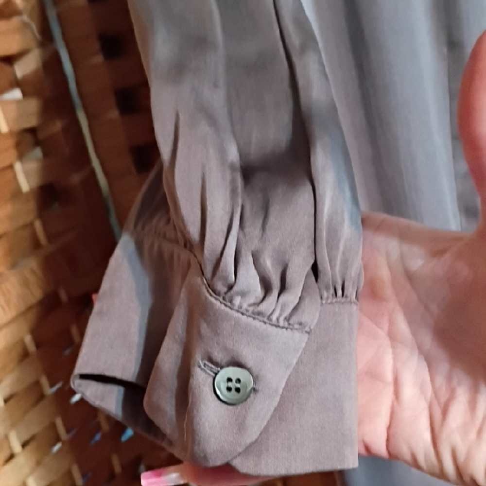 Prada Taupe Ruffle-Front Short Sleeve Blouse - Picture 7 of 12